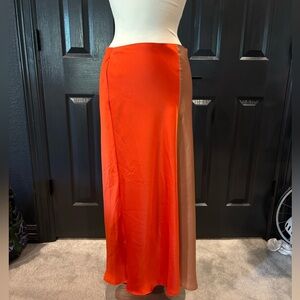 C/MEO Collective Orange Asymmetrical Maxi Slip Skirt